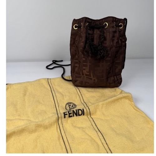 Fendi Drawstring Monogram Crossbody Bag Vintage Tassel Authentic